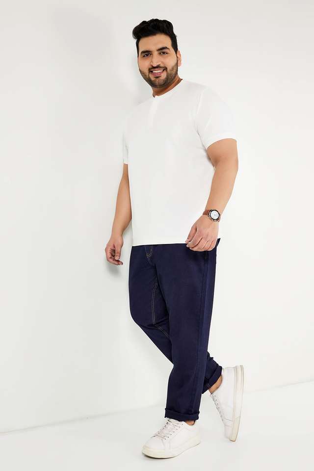 Plus-Size-Textured-Blended-Henley-Men-s-T-Shirt