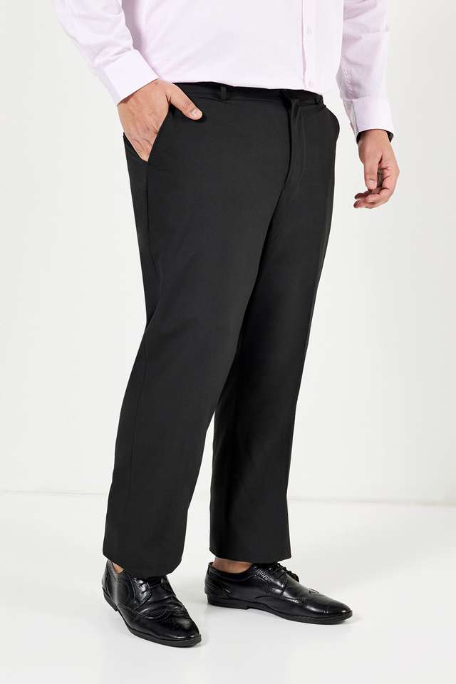 Plus-Size-Solid-Blended-Regular-Fit-Men-s-Formal-Trousers
