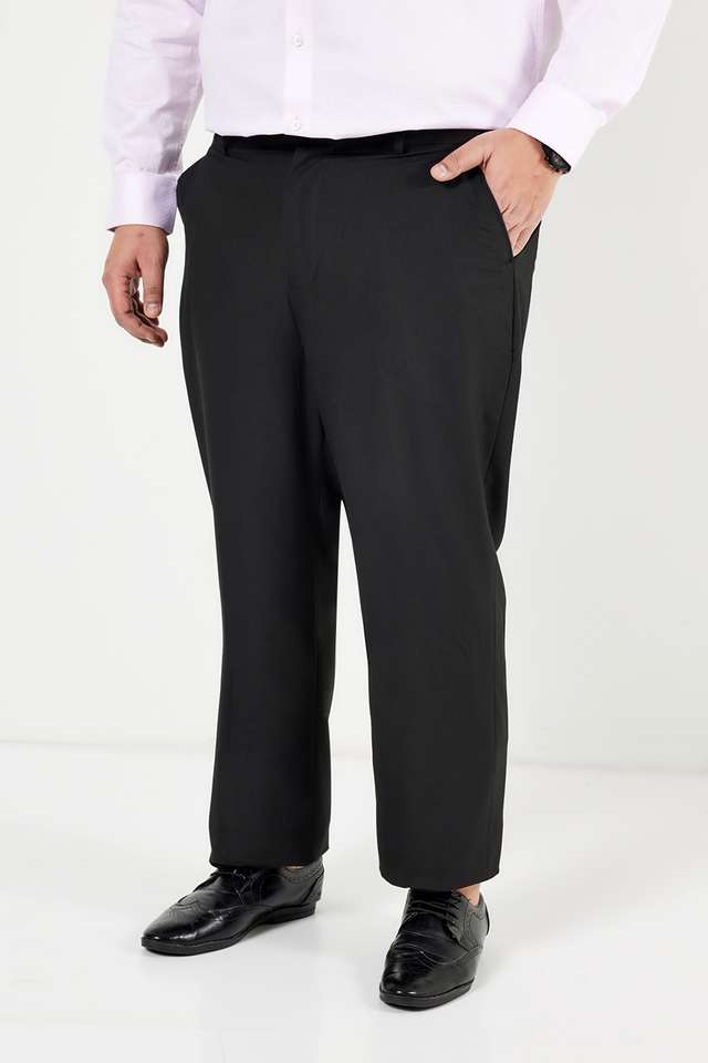 Plus-Size-Solid-Blended-Regular-Fit-Men-s-Formal-Trousers
