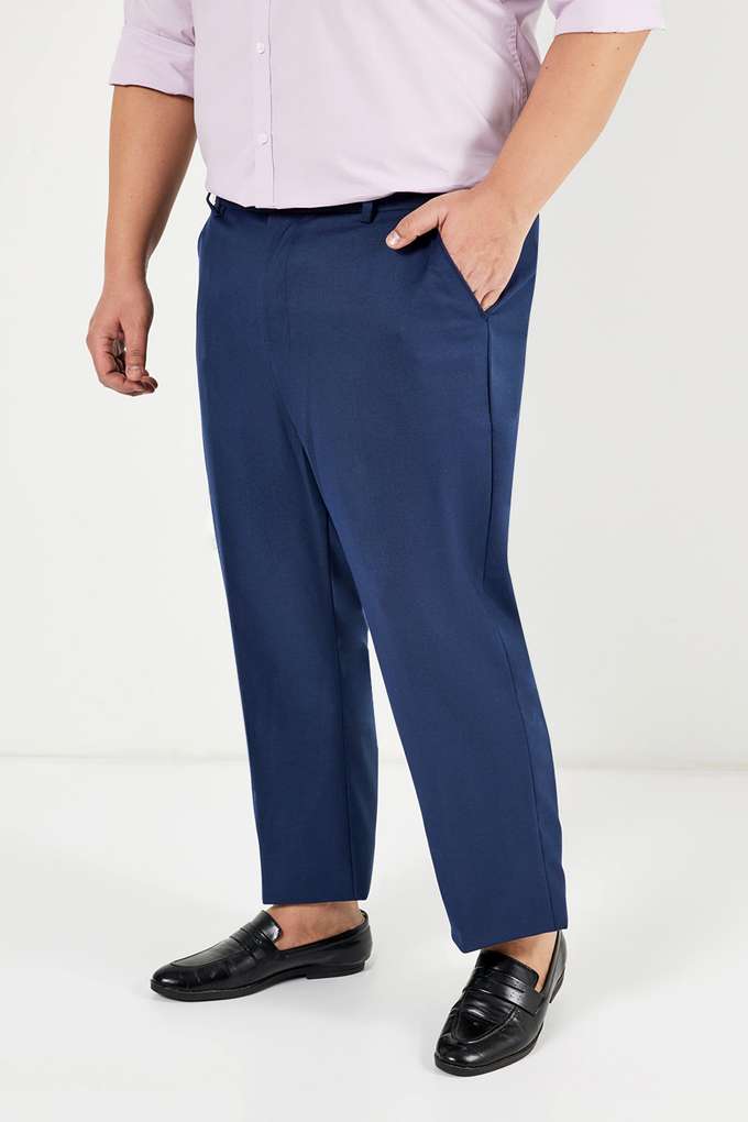 Plus-Size-Textured-Blended-Regular-Fit-Men-s-Formal-Trousers