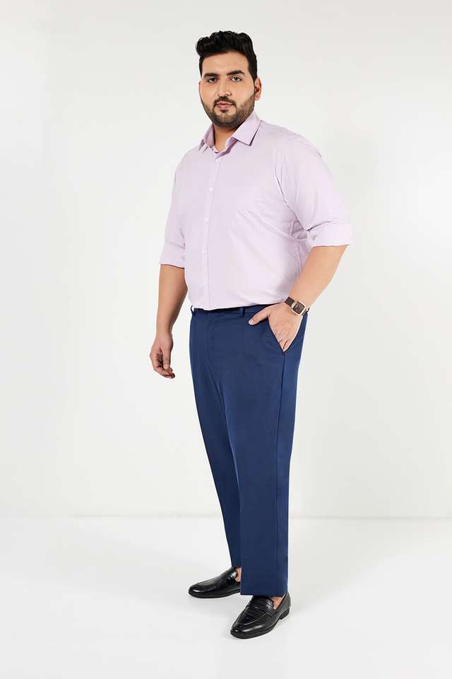 Plus-Size-Textured-Blended-Regular-Fit-Men-s-Formal-Trousers