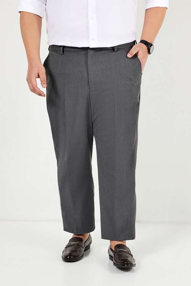 Plus-Size-Solid-Blended-Regular-Fit-Men-s-Formal-Trousers