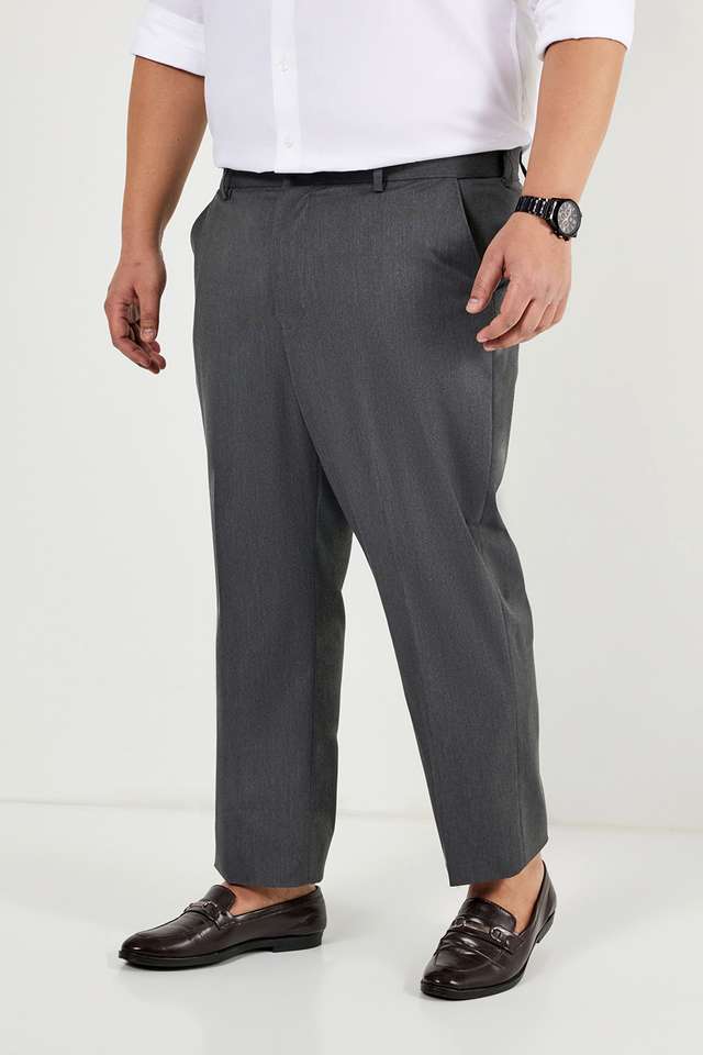 Plus-Size-Solid-Blended-Regular-Fit-Men-s-Formal-Trousers