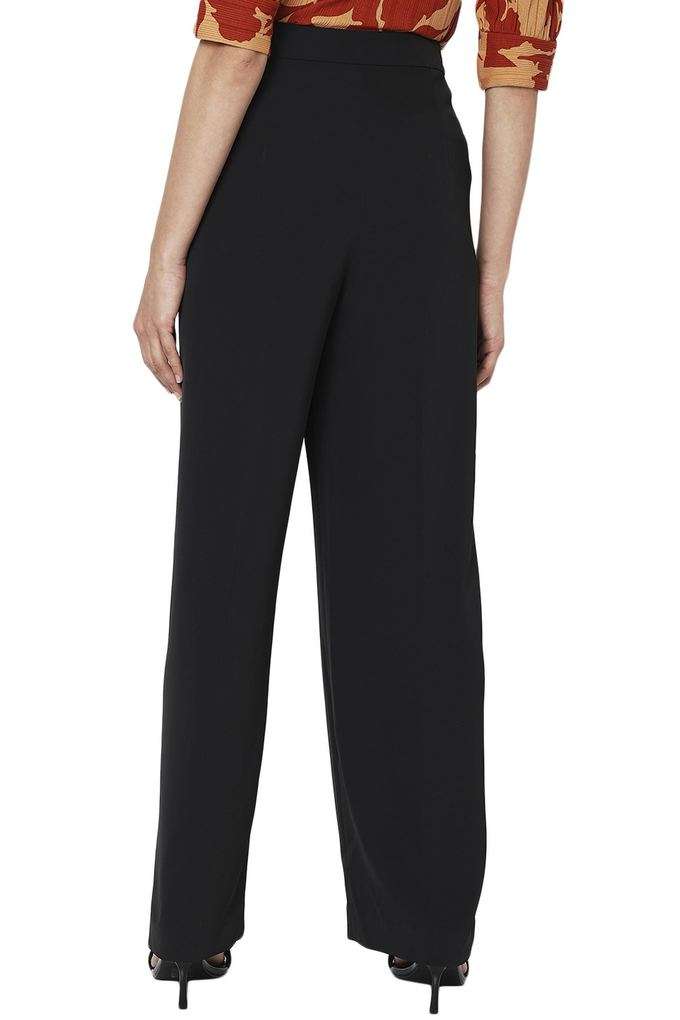 Solid-Straight-Fit-Polyester-Women-s-Casual-Wear-Trousers