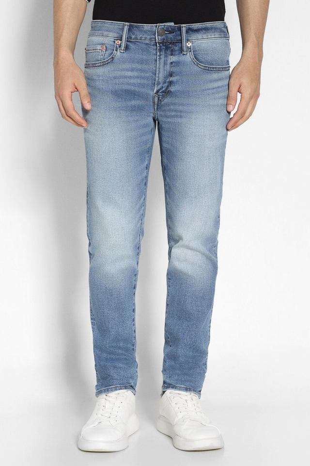 Light-Wash-Polyester-Cotton-Slim-Fit-Men-s-Jeans