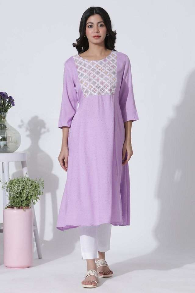 Solid-Viscose-Round-Neck-Women-s-Kurta