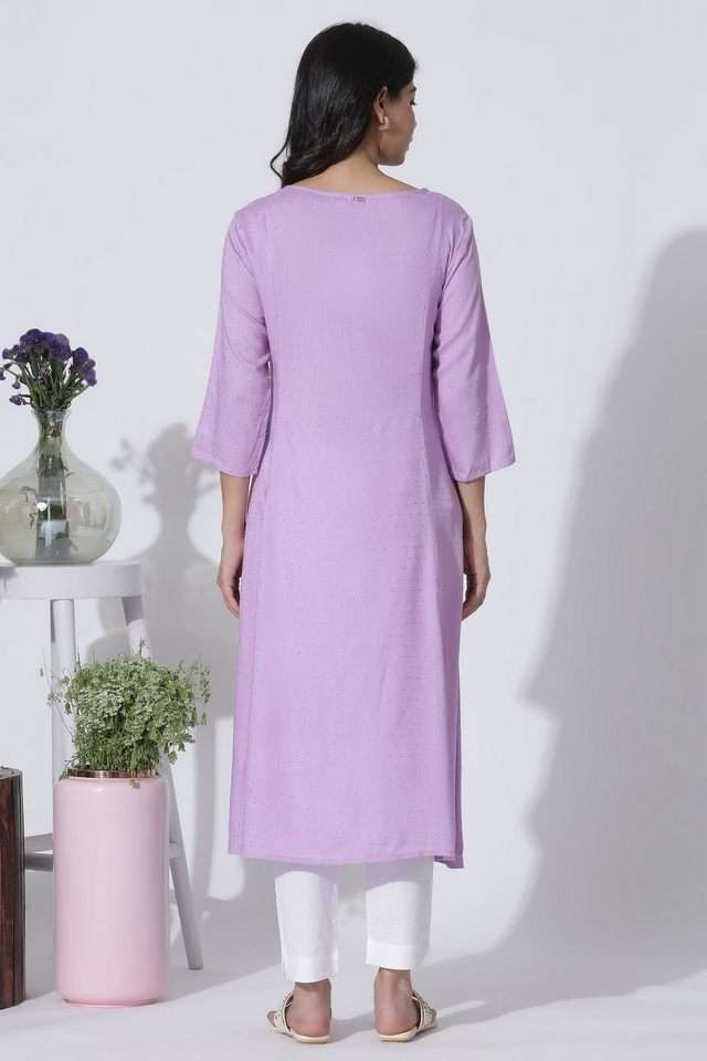 Solid-Viscose-Round-Neck-Women-s-Kurta