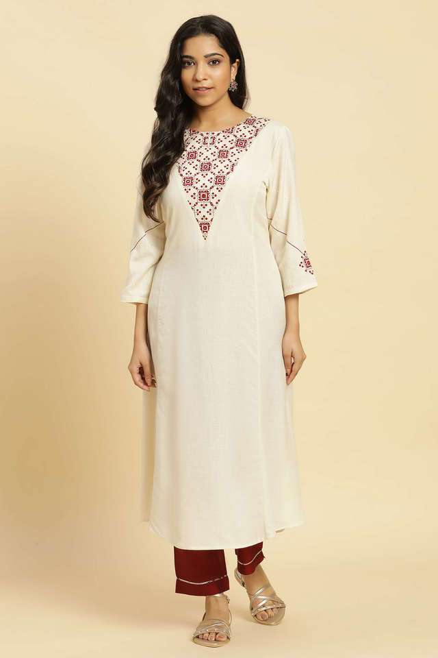 Embroidered-Rayon-Round-Neck-Women-s-Casual-Wear-Kurta