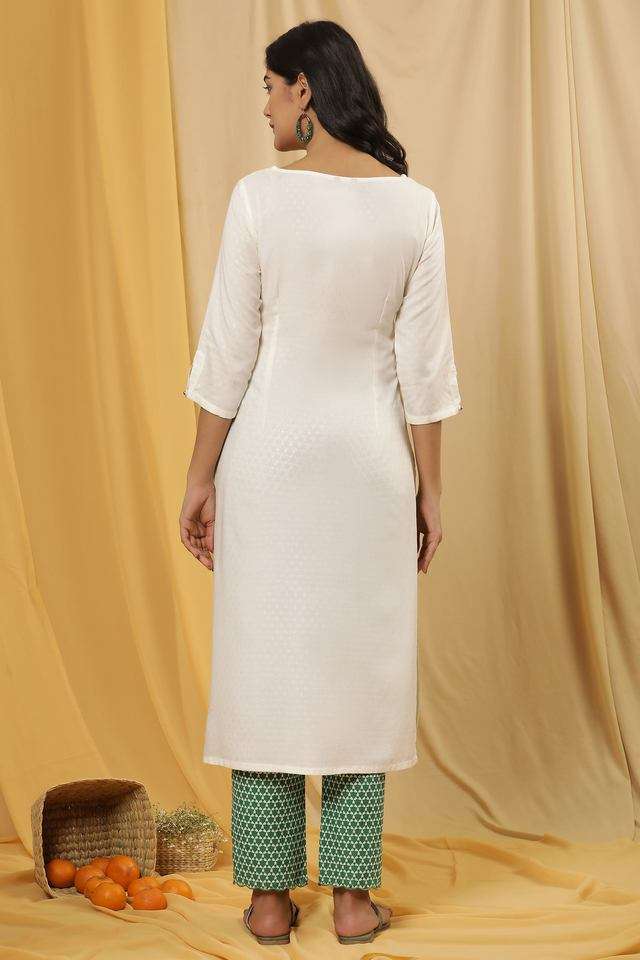 Embroidered-Viscose-Boat-Neck-Women-s-Casual-Wear-Kurta