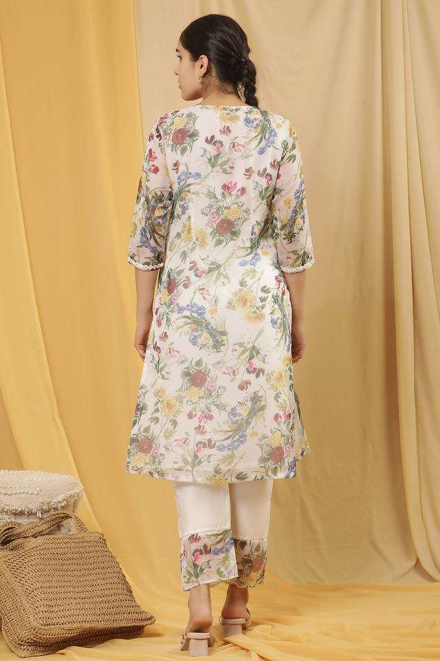 Floral-Polyester-Round-Neck-Women-s-Casual-Wear-Kurta