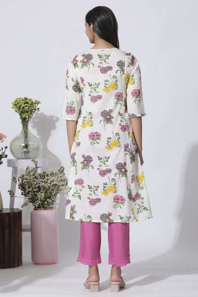 Floral-Cotton-Round-Neck-Women-s-Kurta