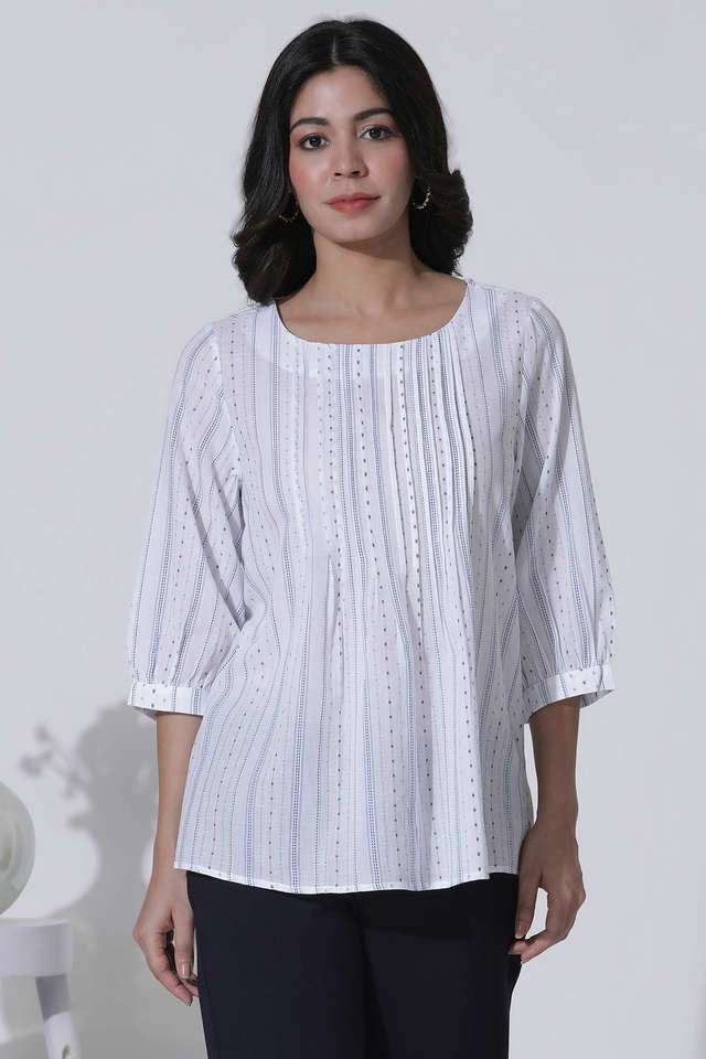 Stripes-Cotton-Round-Neck-Women-s-Top
