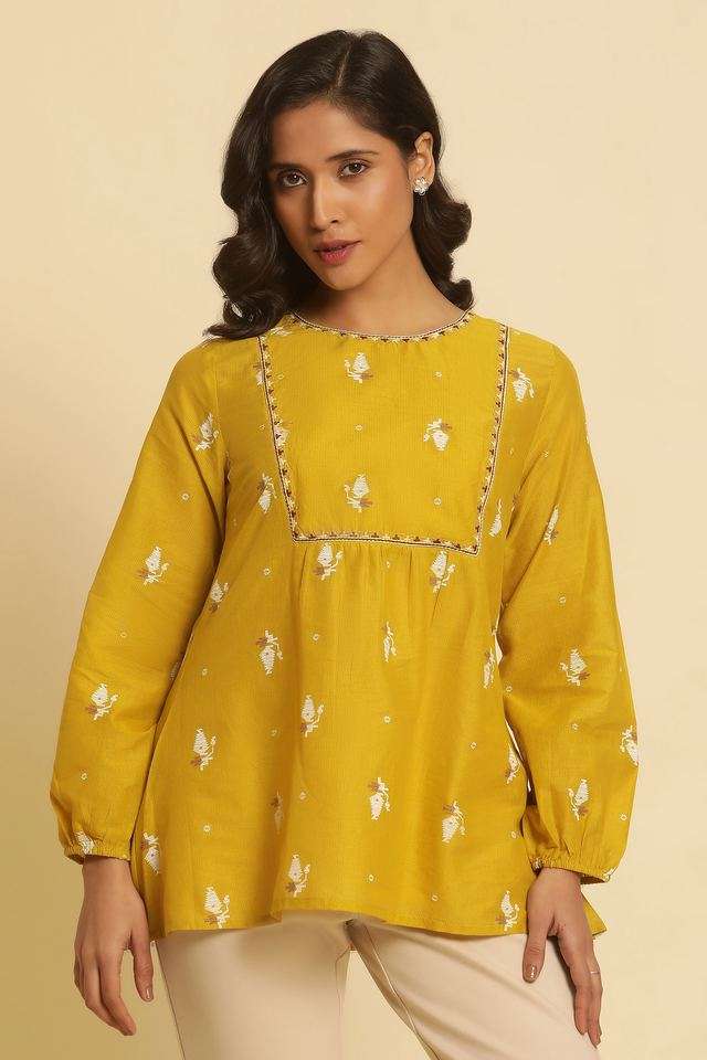 Geometric-Print-Cotton-Round-Neck-Women-s-Top