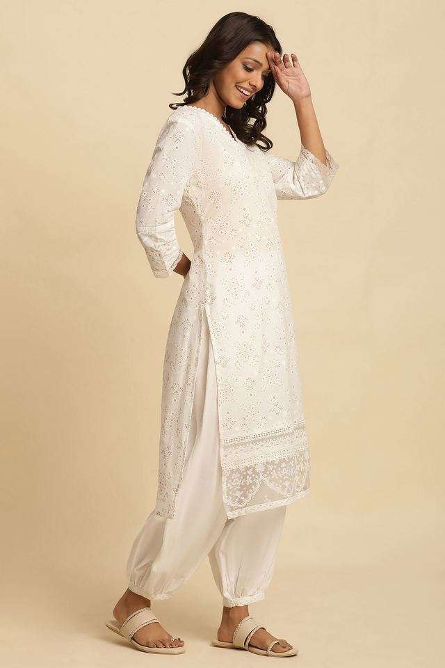 Floral-Cotton-V-Neck-Women-s-Casual-Wear-Kurta