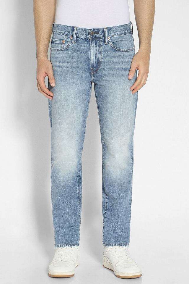 Light-Wash-Cotton-Stretch-Straight-Fit-Men-s-Jeans