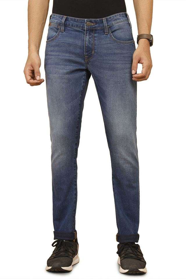 Light-Wash-Cotton-Polyester-Fleece-Skinny-Fit-Men-s-Jeans