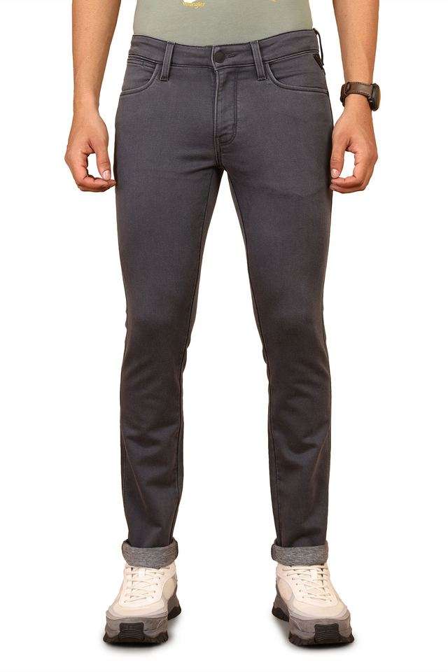 Light-Wash-Cotton-Polyester-Fleece-Slim-Fit-Men-s-Jeans