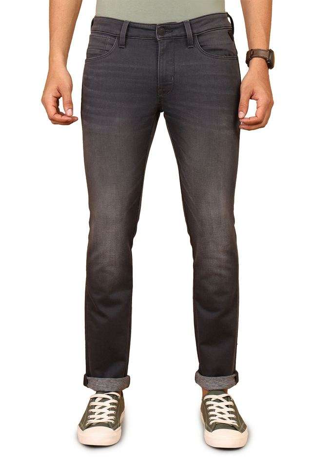 Light-Wash-Cotton-Polyester-Fleece-Slim-Fit-Men-s-Jeans