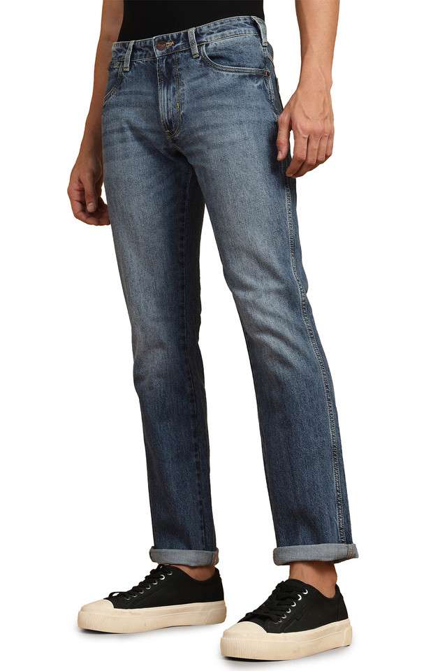 Light-Wash-Cotton-Polyester-Fleece-Skinny-Fit-Men-s-Jeans