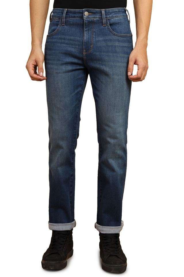 Light-Wash-Cotton-Polyester-Fleece-Bootcut-Fit-Men-s-Jeans