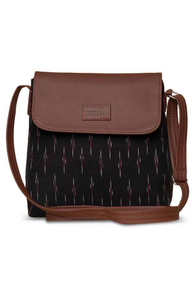 Printed-Ikat-PU-Zipper-Closure-Women-s-Casual-Sling-Bag