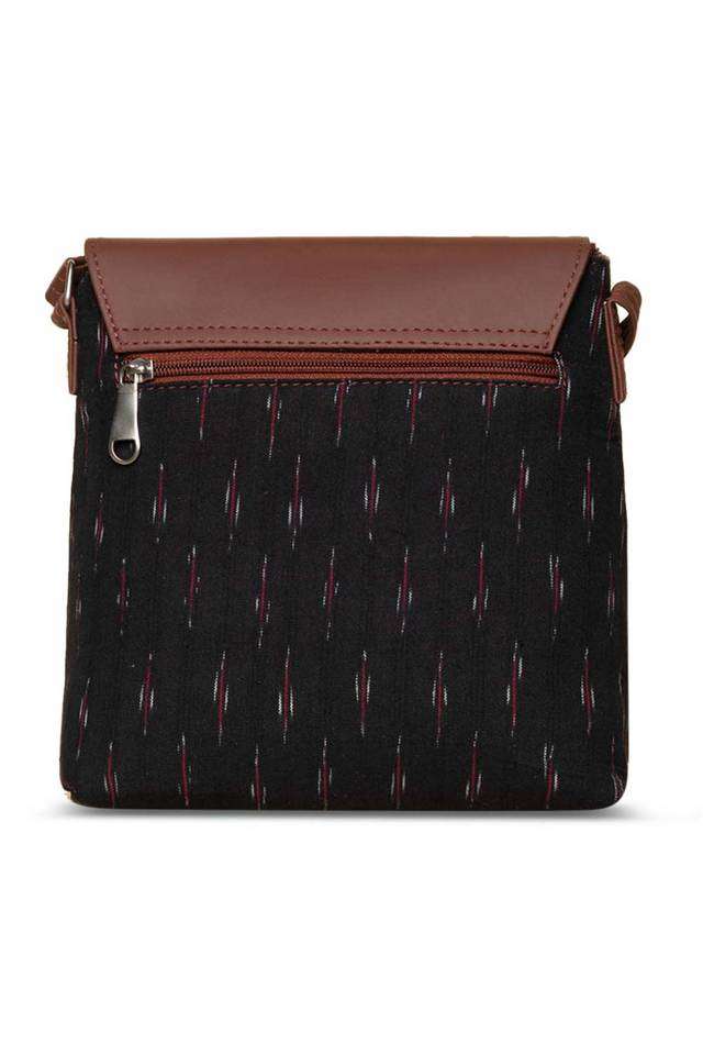 Printed-Ikat-PU-Zipper-Closure-Women-s-Casual-Sling-Bag