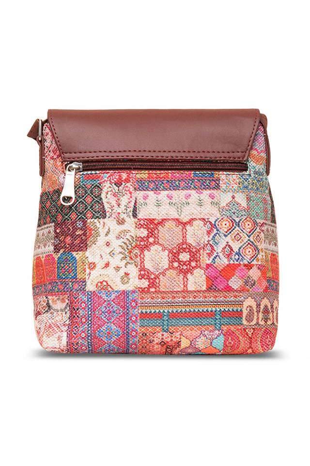 Printed-Kutch-PU-Zipper-Closure-Women-s-Casual-Sling-Bag