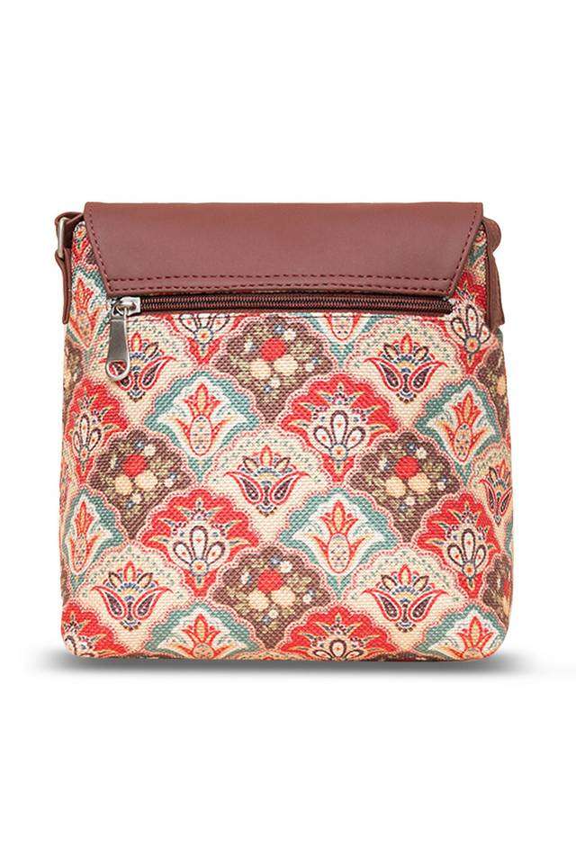 Printed-Mughal-Art-PU-Zipper-Closure-Women-s-Casual-Sling-Bag