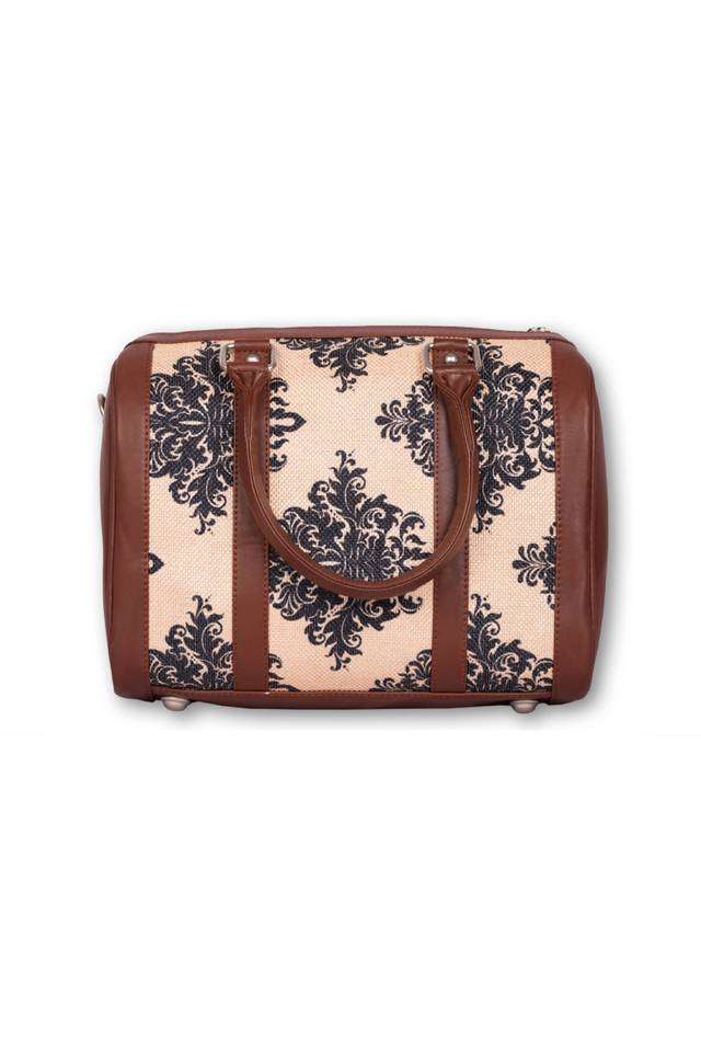 Printed-Mughal-Art-PU-Zipper-Closure-Women-s-Casual-Satchel-Bag