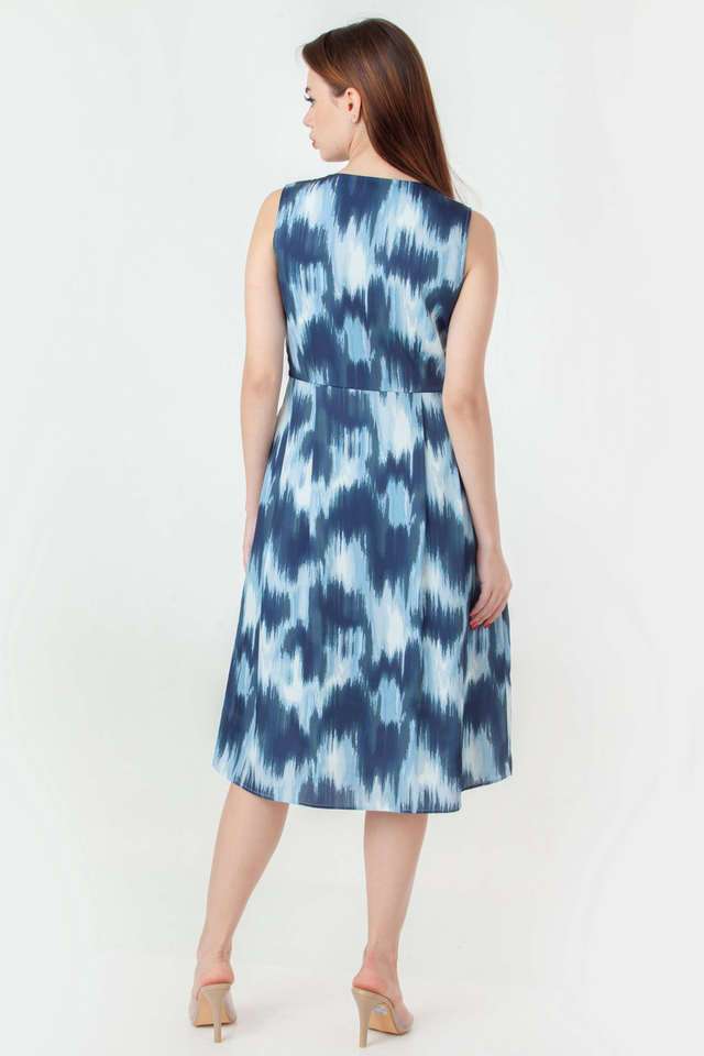 Abstract-Polyester-Round-Neck-Women-s-Party-Wear-Dress