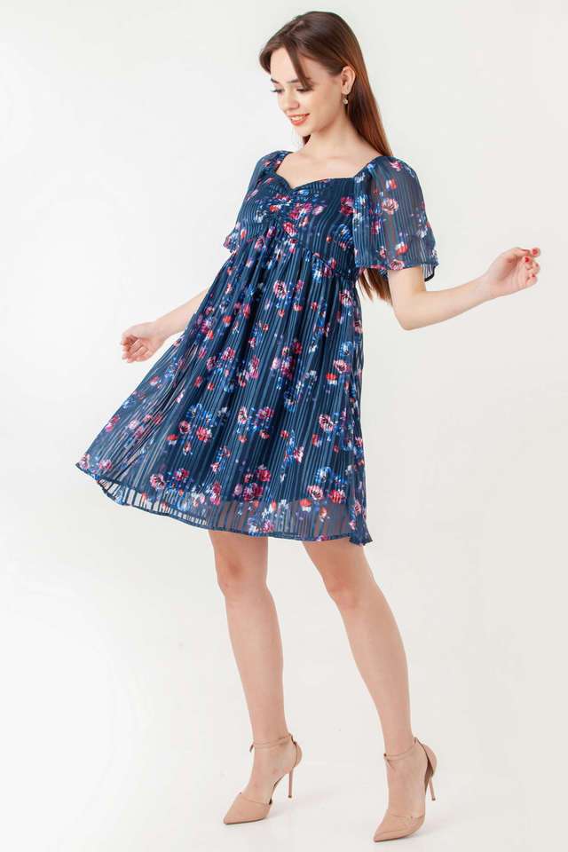 Floral-Polyester-Sweetheart-Neck-Women-s-Party-Wear-Dress