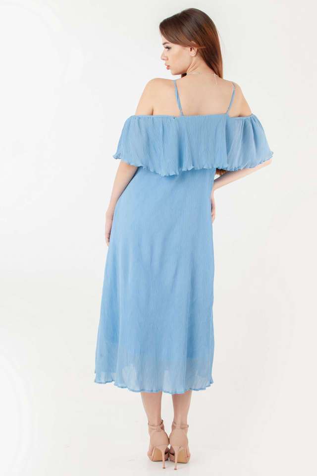 Textured-Polyester-Round-Neck-Women-s-Party-Wear-Dress