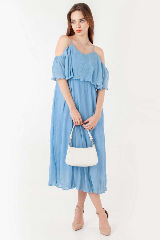 Textured-Polyester-Round-Neck-Women-s-Party-Wear-Dress