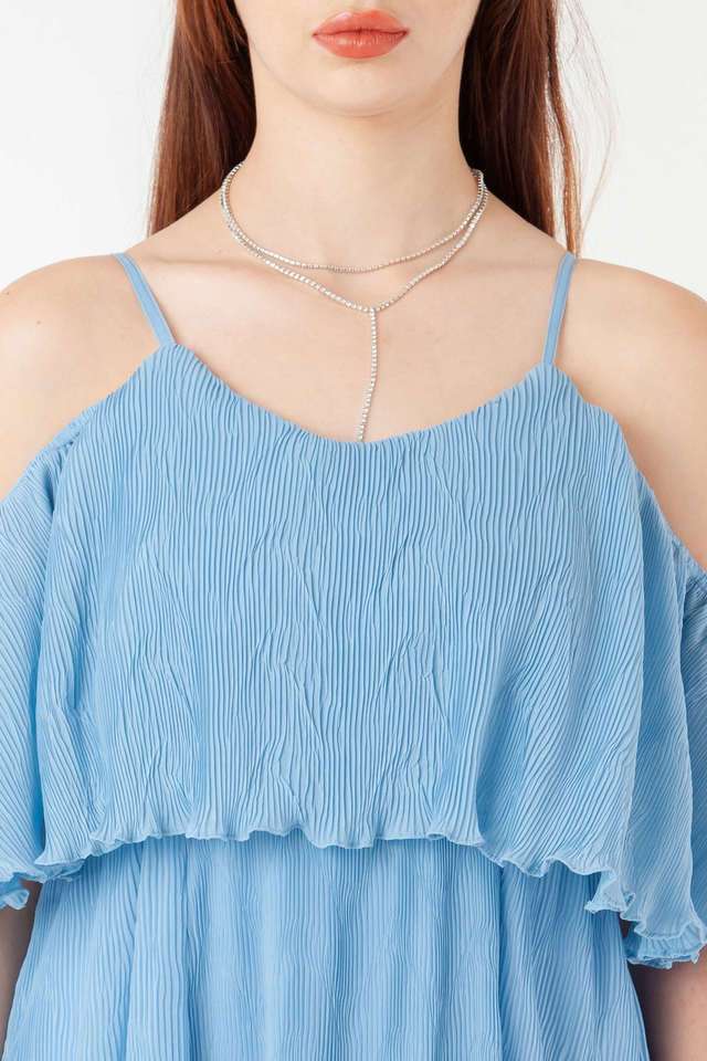 Textured-Polyester-Round-Neck-Women-s-Party-Wear-Dress