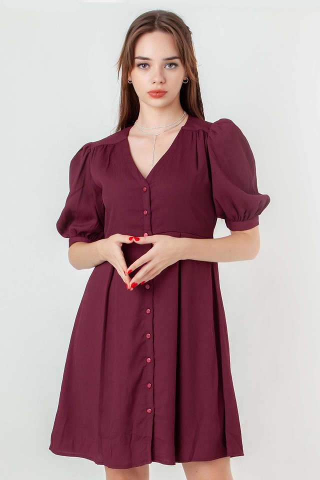 zink london Solid V-Neck Polyester Women Dress-picture-18