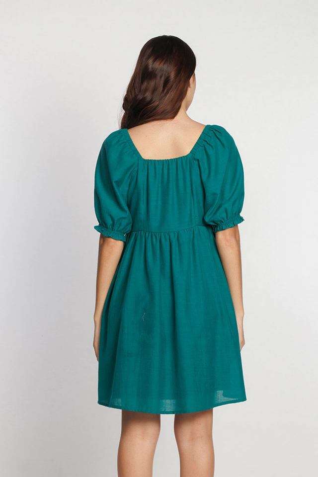 Solid-Square-Neck-Polyester-Women-s-Mid-Thigh-Dress