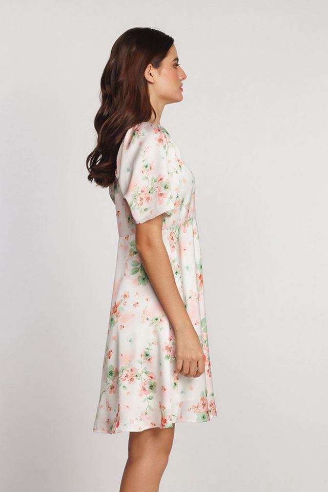 Floral-Sweetheart-Neck-Polyester-Women-s-Dress