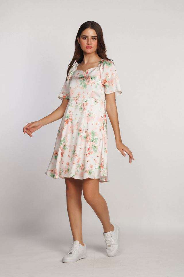 Floral-Sweetheart-Neck-Polyester-Women-s-Dress