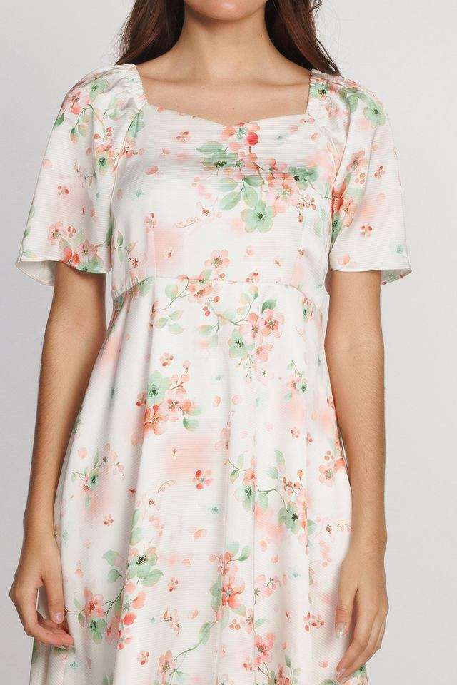 Floral-Sweetheart-Neck-Polyester-Women-s-Dress