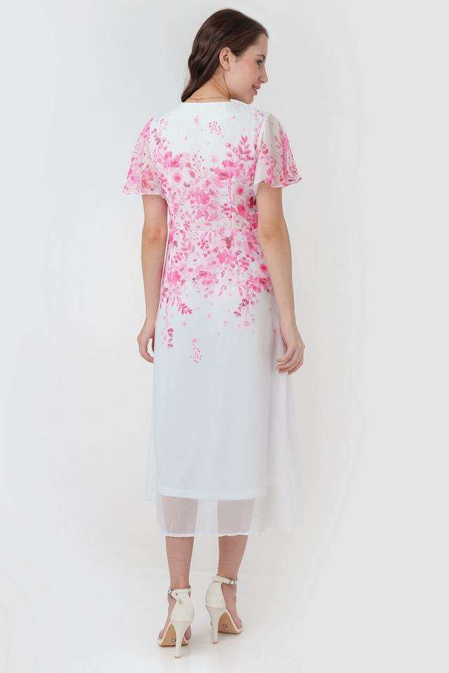 Floral-V-Neck-Polyester-Women-s-Calf-Length-Dress