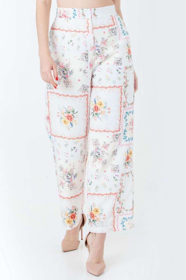 Floral-Polyester-Straight-Fit-Women-s-Casual-Wear-Pants