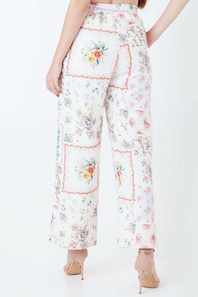 Floral-Polyester-Straight-Fit-Women-s-Casual-Wear-Pants