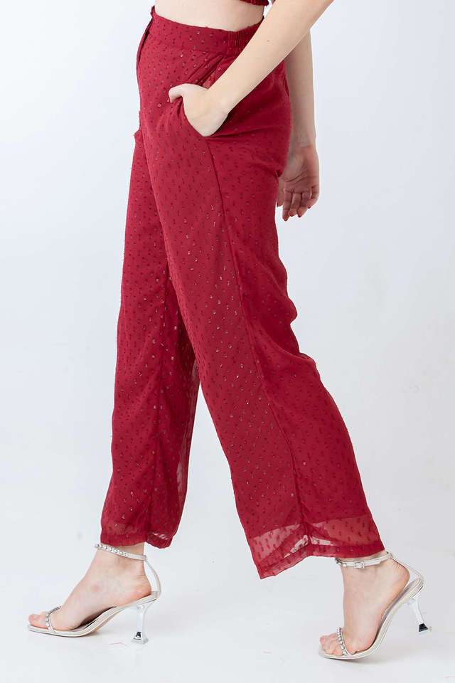 Textured-Polyester-Straight-Fit-Women-s-Party-Wear-Pants