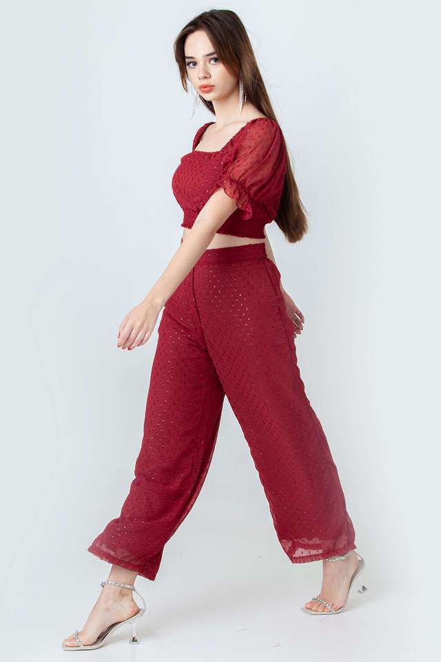 Textured-Polyester-Straight-Fit-Women-s-Party-Wear-Pants