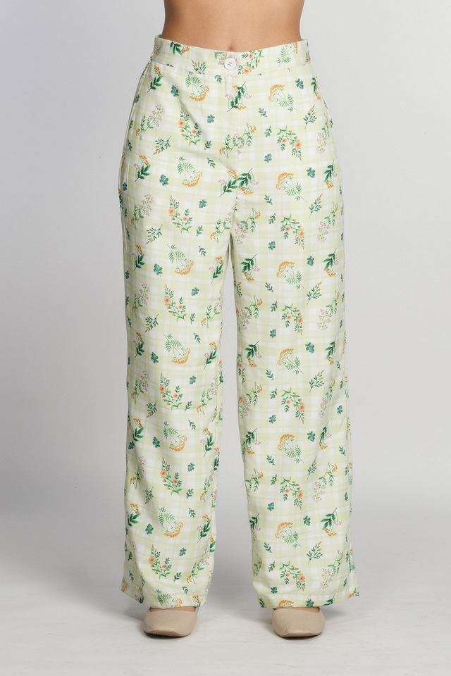 Floral-Straight-Fit-Polyester-Women-s-Casual-Wear-Pants