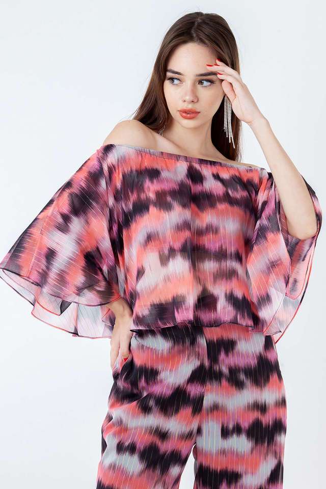 zink london Abstract Polyester Off Shoulder Women Top-picture-38