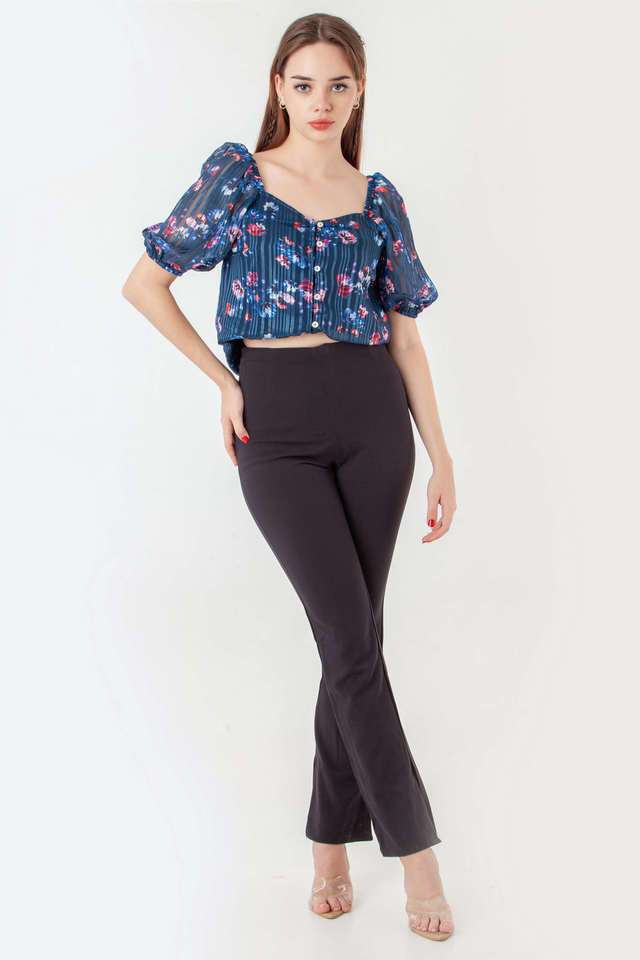 Floral-Polyester-Sweetheart-Neck-Women-s-Casual-Wear-Top