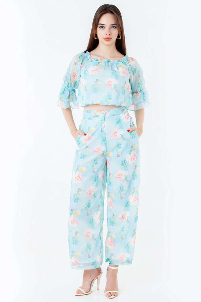 Floral-Polyester-Round-Neck-Women-s-Casual-Wear-Top