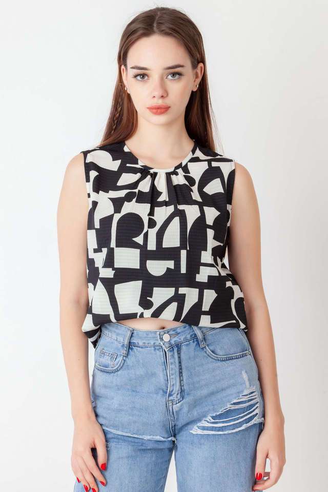 zink london Abstract Polyester Round Neck Women Top-picture-25