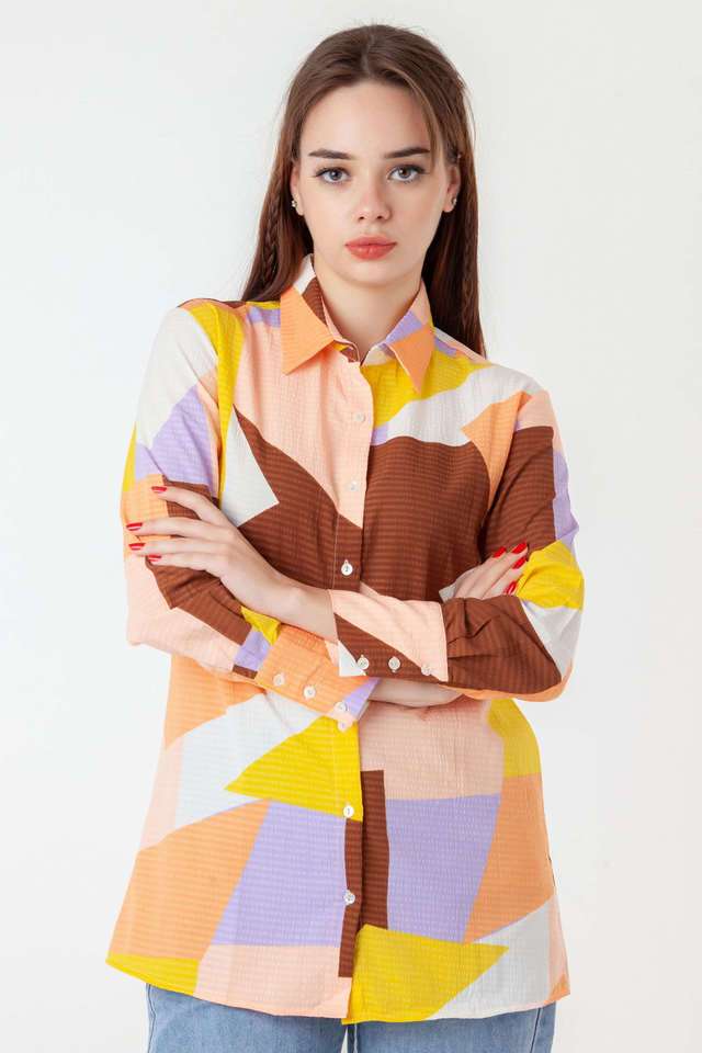 Abstract-Polyester-Regular-Fit-Women-s-Casual-Wear-Shirt